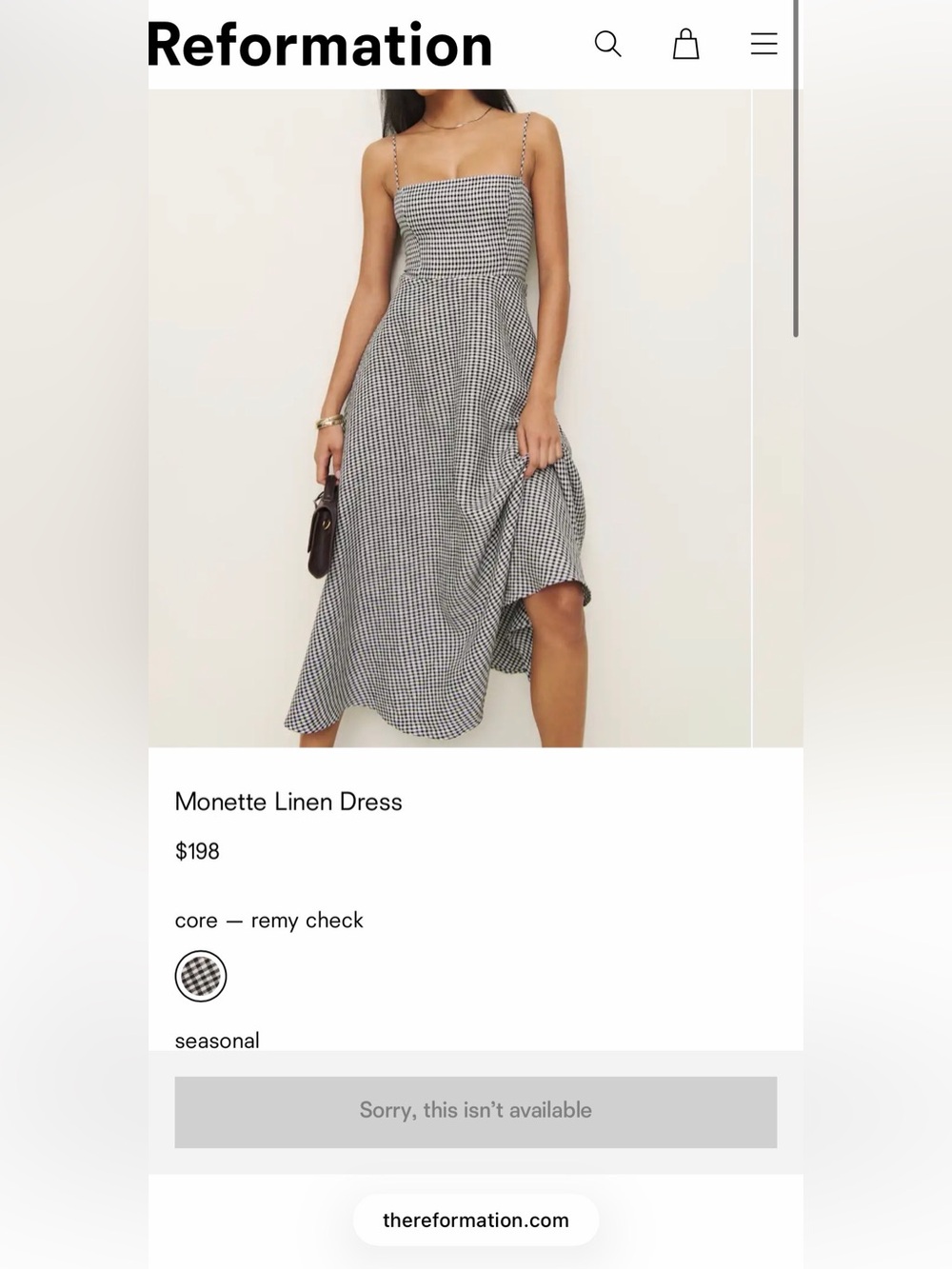 Reformation - Monette Gingham Midi Dress
